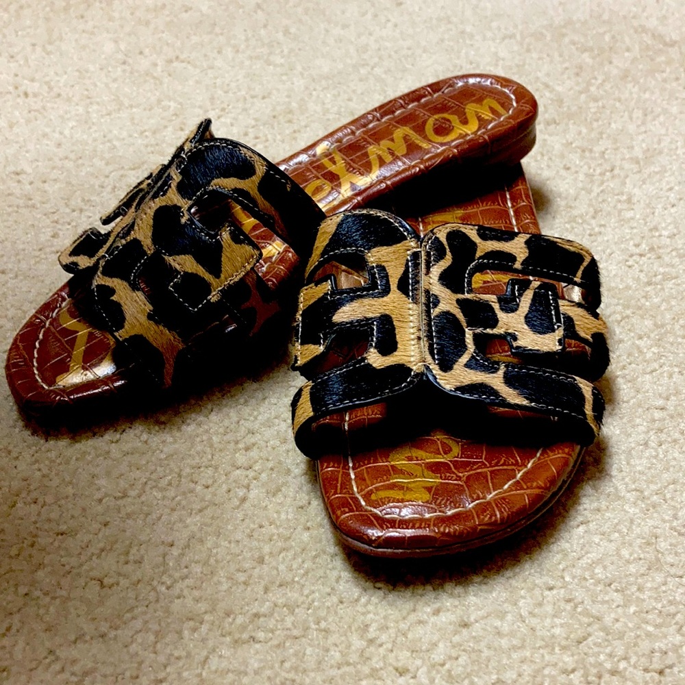 Sam Edelman Leopard Print Fur Bay Slides Sandals
